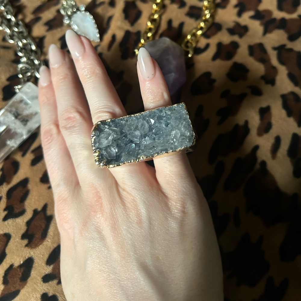 Gold and Silver Crystal Statement Ring